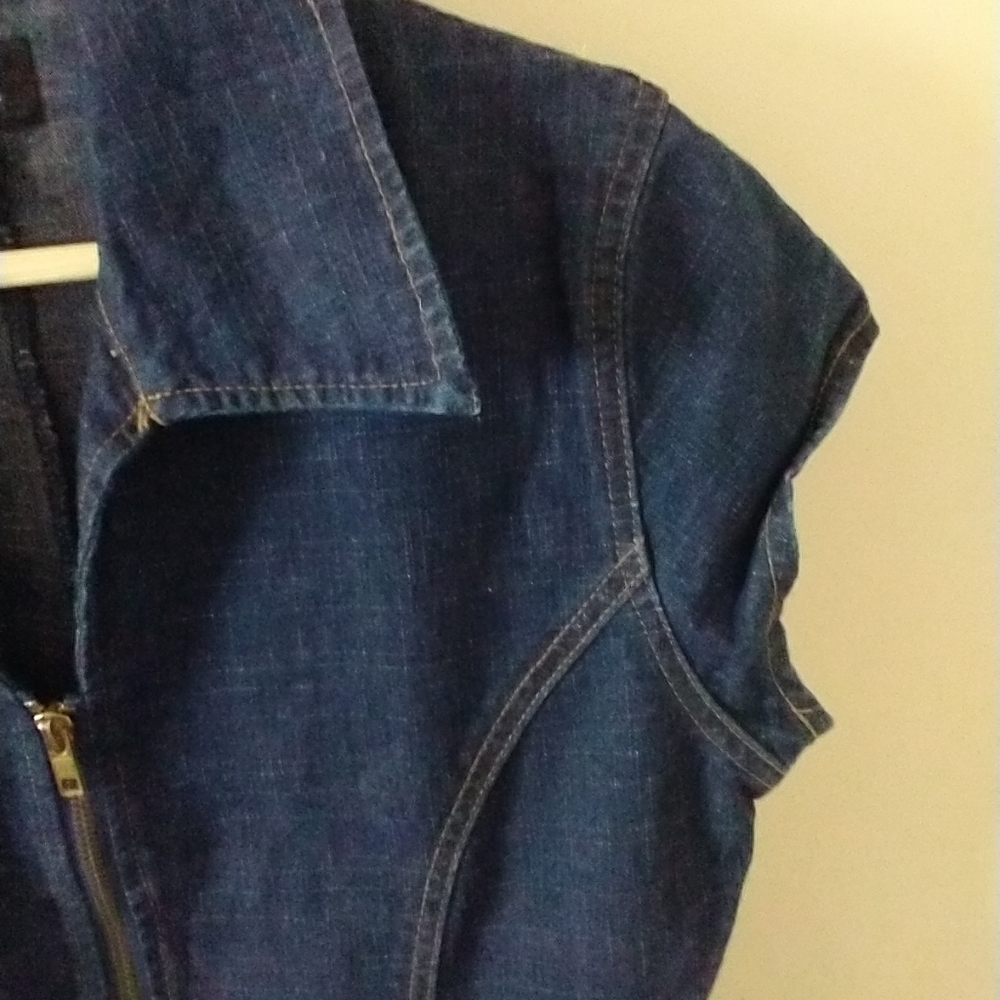Lips Women's Denim Jean Long Zip Up Jumpsuit Dark Blue Size Medium - Picture 11 of 12